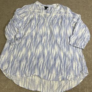 Intro Casual Elegance Blouse Womens 1X‎ Ladder Lace Trim Tunic Cruise Coastal